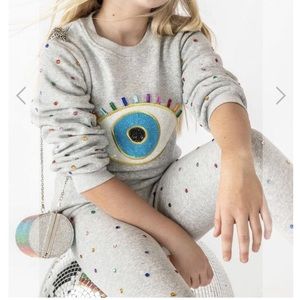 Lola + the Boys evil eye crystal gem set sweat suit